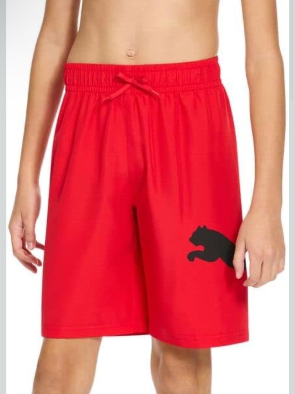 Puma Red Swim Shorts with Black Puma Cat